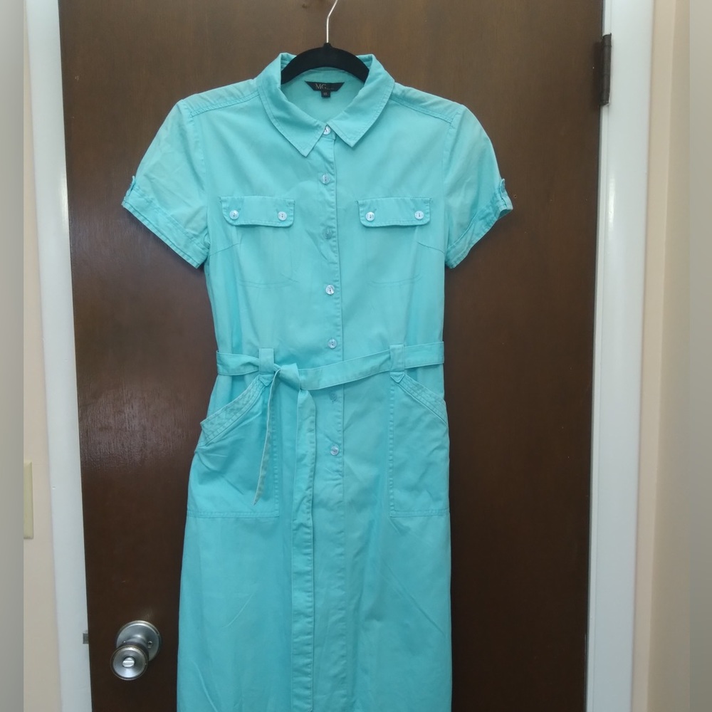 Belted Cotton Midi Dress Size S